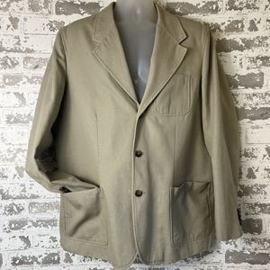 Eddie Bauer Blazer Men’s L Khaki Cotton‎ Canvas Unstructured Casual Oversized